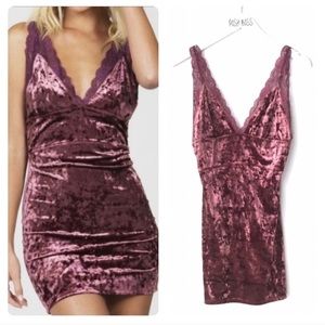 Free People Velvet Lace Mini Dress Raspberry NWT